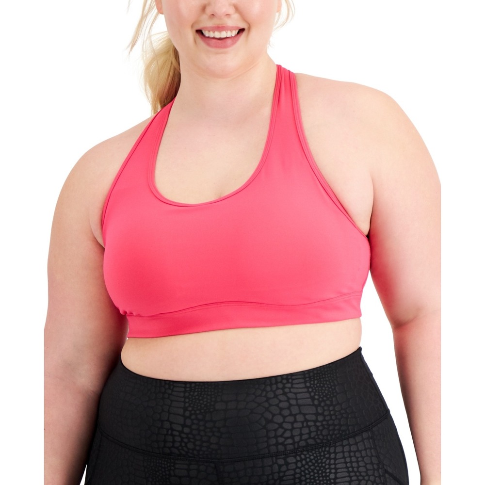 ID Ideology Performance Plus Size Medium Impact Sports Bra - Fiery Pink Size 2X